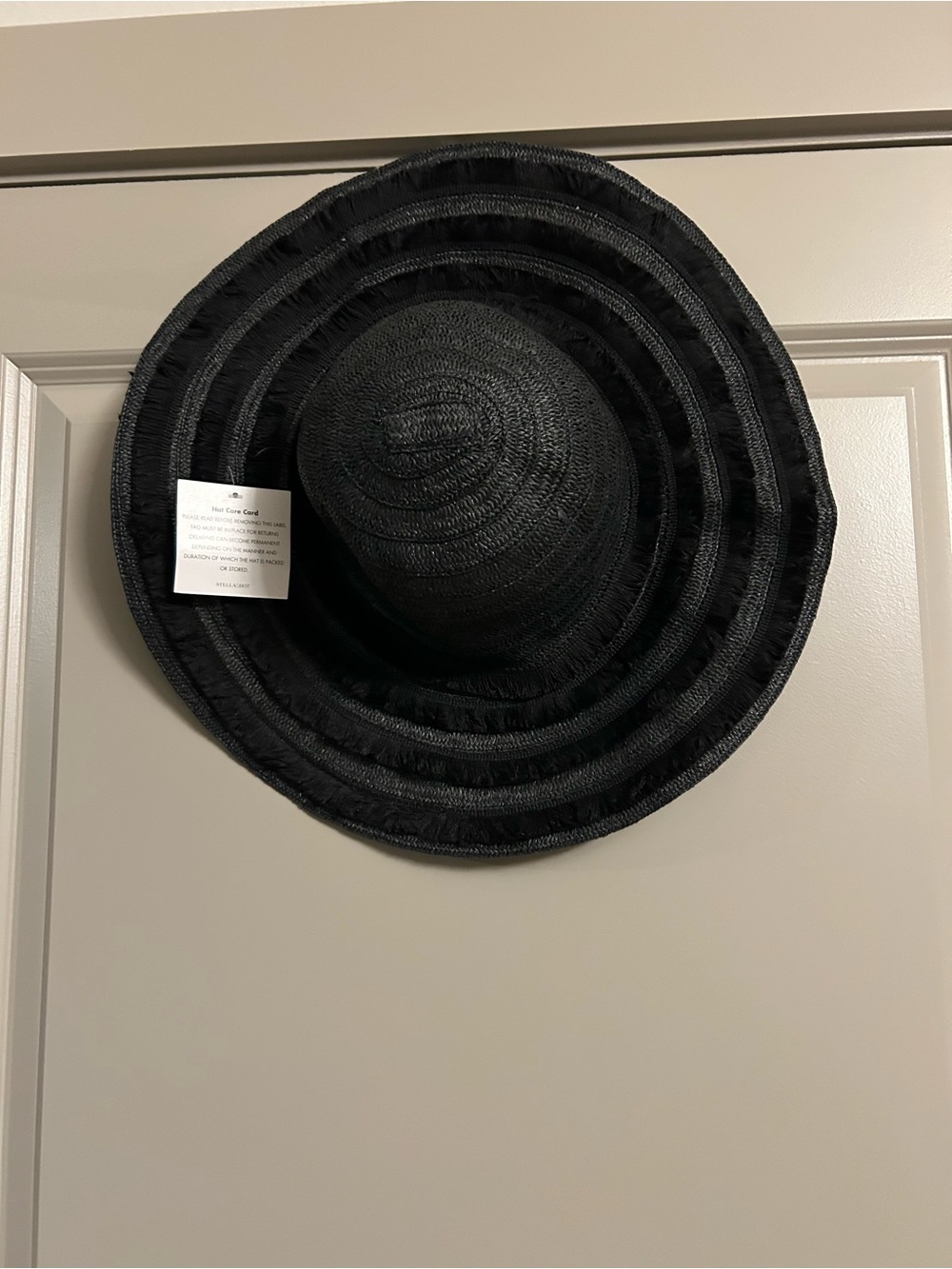 Stella & Dot Black Layered Wide-Brim Straw Sun Hat